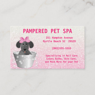 Pet Groomer Pink Glitzer Business Card Visitenkarte