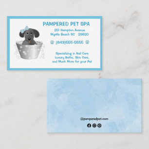 Pet Groomer Welpe in Tub Blue Visitenkarte