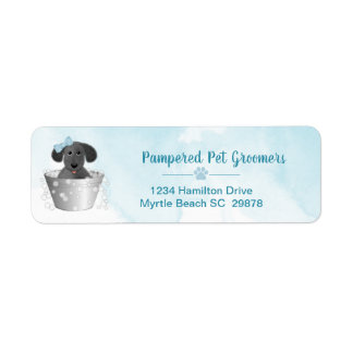 Pet Groomer Welpe in Tub Niedliche Rücksendeadress