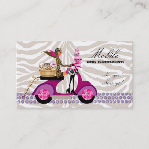 Pet Grooming Business Card Zebra Scooter Cupcakes Visitenkarte