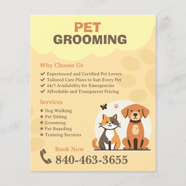 Pet Grooming Custom Editable Flyer (Vorne)