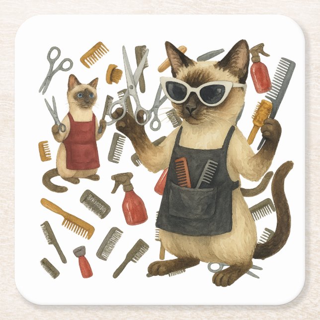 Pet grooming hairdresser for cat lovers rechteckiger pappuntersetzer (Vorderseite)