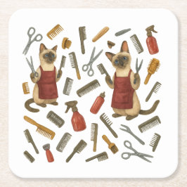 Pet grooming hairdresser for cat lovers rechteckiger pappuntersetzer