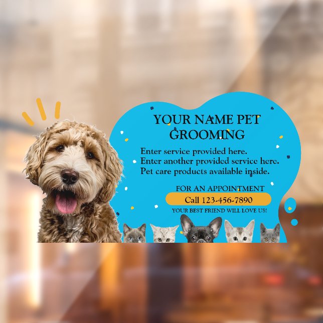 Pet Grooming Hunde und Katzen Farbschlag anpassen Fensteraufkleber (Blatt 2)