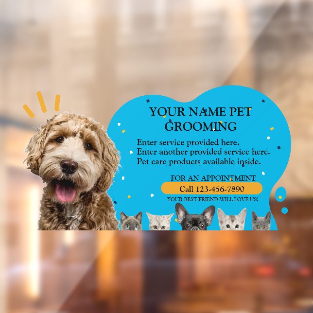 Pet Grooming Hunde und Katzen Farbschlag anpassen Fensteraufkleber (Blatt 2)