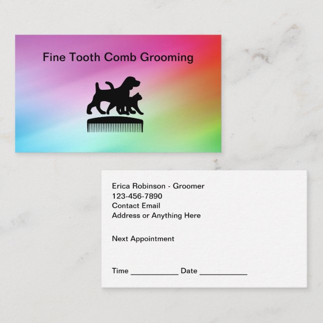 Pet Grooming Modern Simple Appointment Cards Terminkarte (Vorne/Hinten)