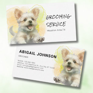 Pet Grooming Service - Design des Aquarellhundes Visitenkarte