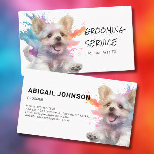 Pet Grooming Service - Design des Aquarellhundes Visitenkarte