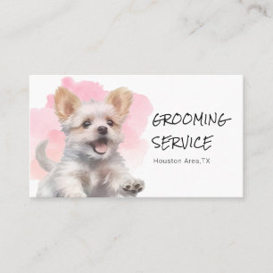 Pet Grooming Service - Pink Watercolor Dog Visitenkarte