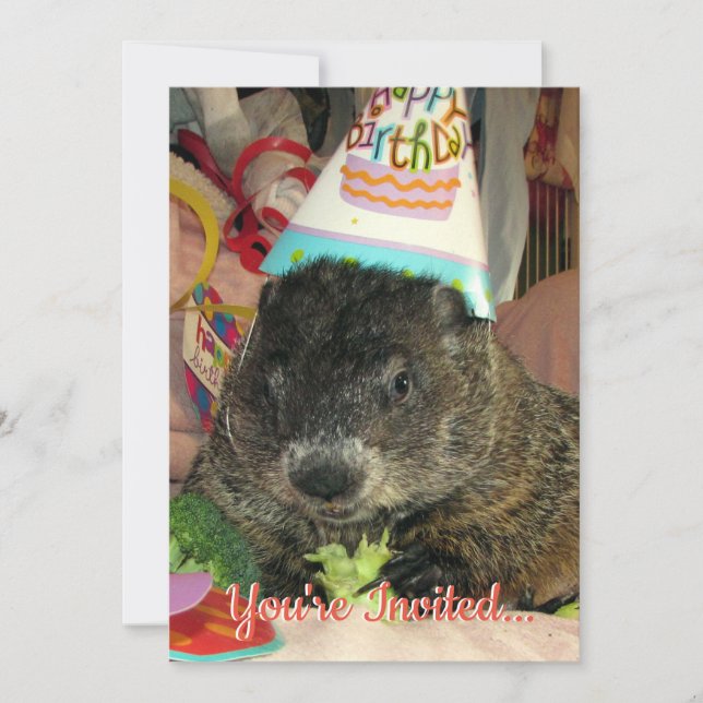 Pet Groundhog Moses zum Geburtstag Einladung (Vorderseite)
