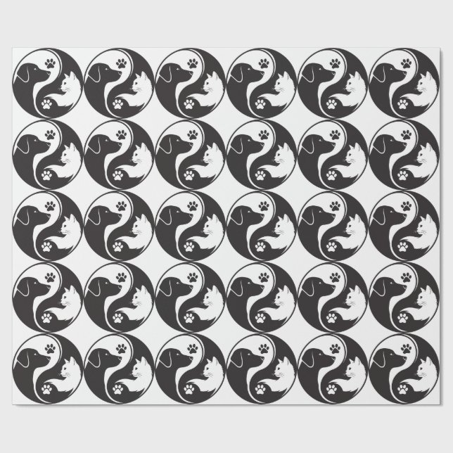 Pet Harmony Yin Yang Pattern Wrapping Paper - Cat  Geschenkpapier (Flach)