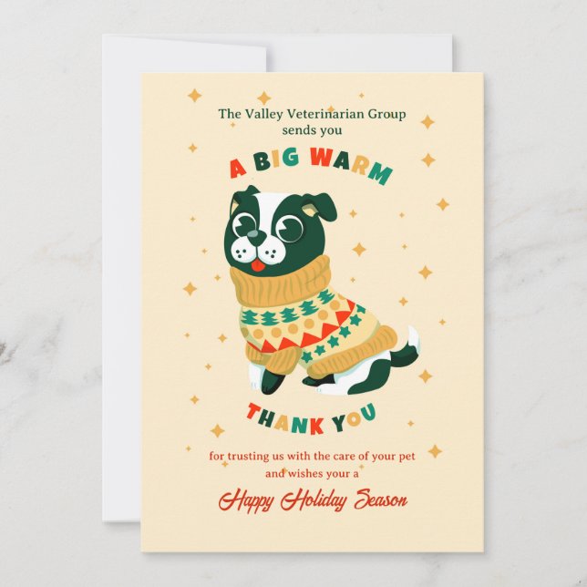 Pet Holiday Thank You Greeting Card Dankeskarte (Vorderseite)