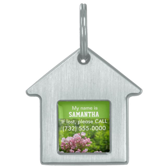 Pet ID Alert Tags Pink Mountain Laurel Blume Tiermarke (Vorderseite)