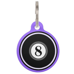Pet ID Tag - 8 Ball - Lila und schwarz Tiermarke