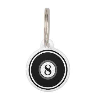 Pet ID Tag - 8 Ball - Schwarz/Weiß Tiermarke