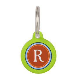 Pet ID Tag - Grün blau und rot mit Monogramm Tiernamensmarke