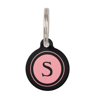Pet-ID-Tag - rosa und schwarzes Monogramm Tiermarke