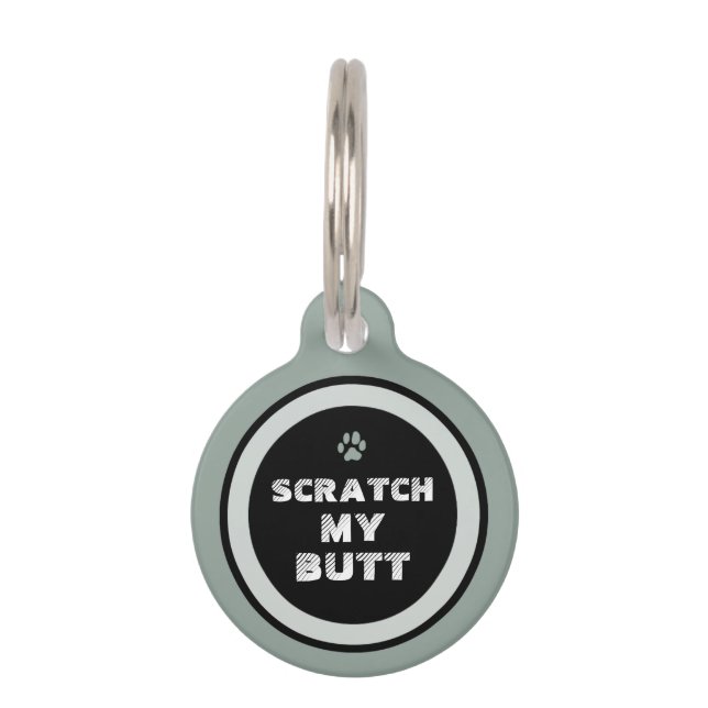 Pet ID Tag - Sage Green & Black - Scratch Mein Hin Tiermarke (Vorderseite)
