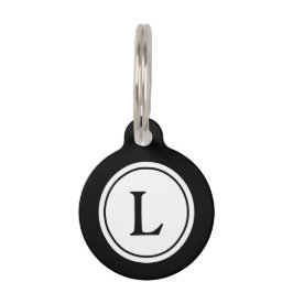 Pet-ID-Tag - Schwarz mit weißem Monogramm Tiermarke