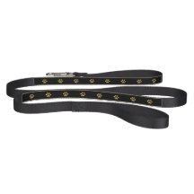 Pet Leash Gold Bling Paw Prints auf schwarz