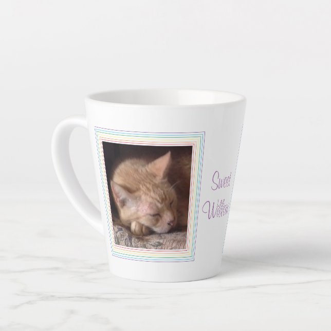 PET-LIEBE Latte Tasse + Text / Regenbogen (Linke Ecke)