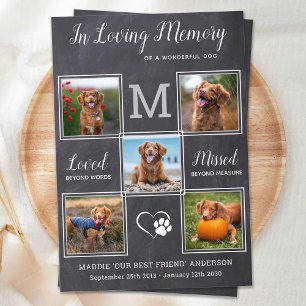 Pet Loss 5 Foto Personalisieren Hunde-Memorial-Bei Dankeskarte