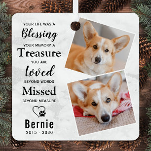 Pet Loss Personalisiert Modernes Dog Memorial 2 Fo Ornament Aus Metall