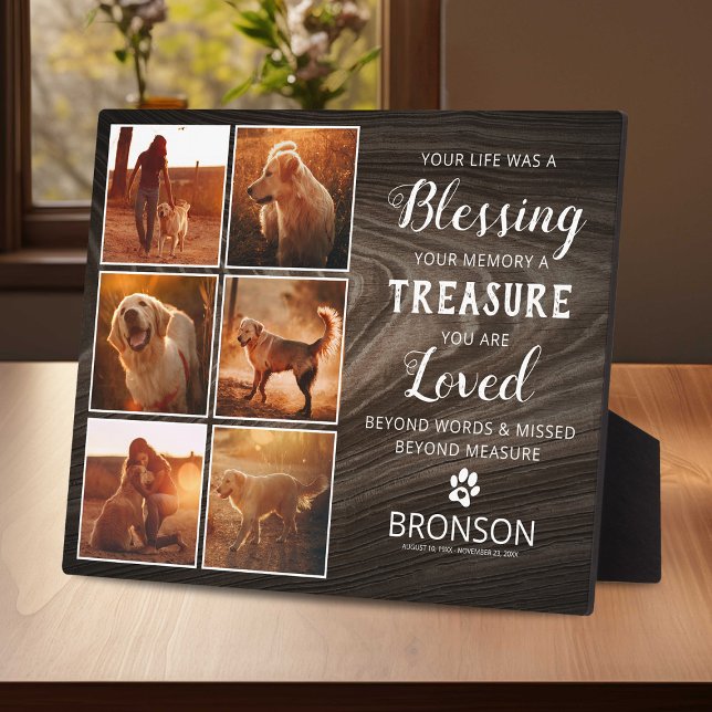 Pet Loss Rustic Memorial Foto Collage Plaque Fotoplatte (Von Creator hochgeladen)