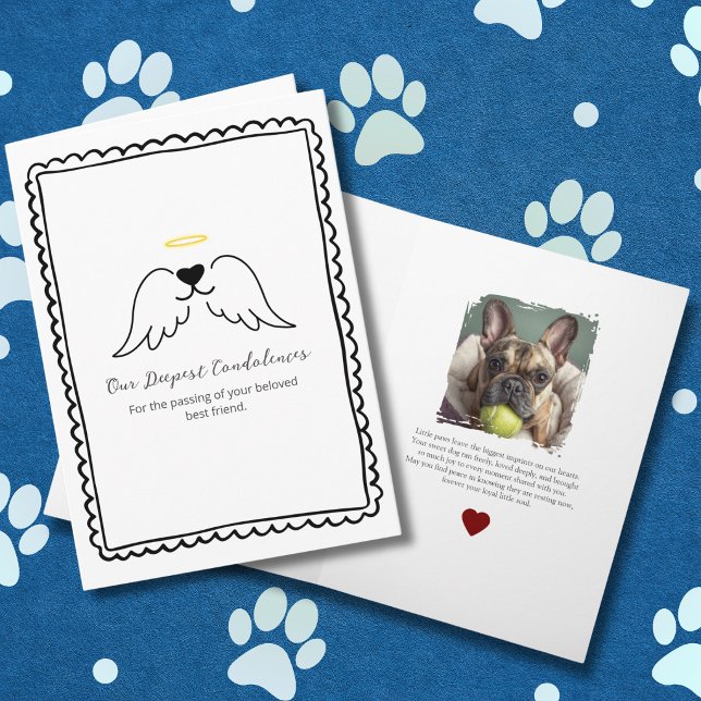 Pet Loss Sympathy Dog Angel Wings Custom Photo Karte (Von Creator hochgeladen)