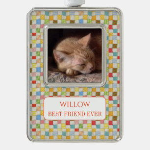 PET LOVE Rahmen Vert Ornament + Text / Quilt Rahmen-Ornament Silber