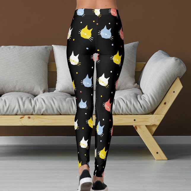 Pet Lover Black Red Yellow  Kittens Cats Patterns Leggings (Von Creator hochgeladen)