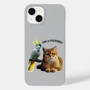 Pet Lover British Shorthair Cat & Cockatoo Bird Case-Mate iPhone 14 Hülle