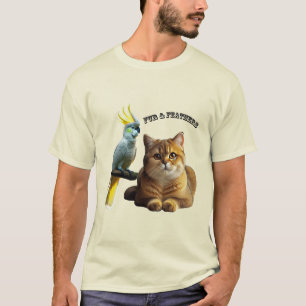 Pet Lover British Shorthair Cat & Cockatoo Bird T-Shirt