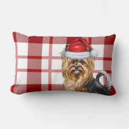 Pet Lover Christmas Biewer Terrier Dog Red Kariert Lendenkissen
