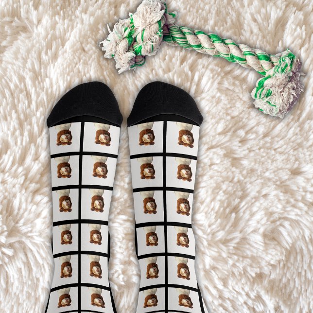 Pet Lover Dog FotoCollage Custom Black Socken (Von Creator hochgeladen)