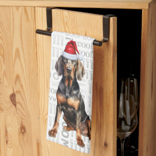 Pet Lover Holiday Black Tan Coonhoun Dog Weihnacht Geschirrtuch