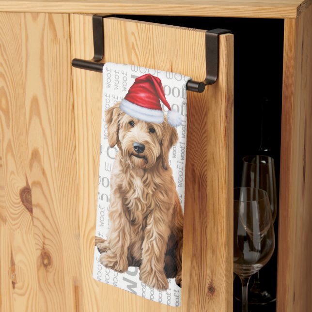 Pet Lover Holiday Goldendoodle Santa Dog Weihnacht Geschirrtuch (Drittel gefaltet)