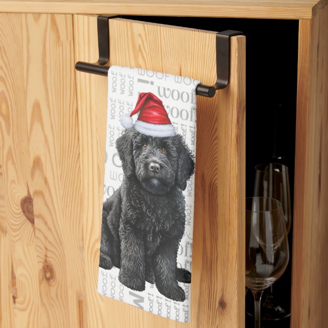 Pet Lover Holiday Labradoodle Santa Dog Weihnachte Geschirrtuch (Drittel gefaltet)