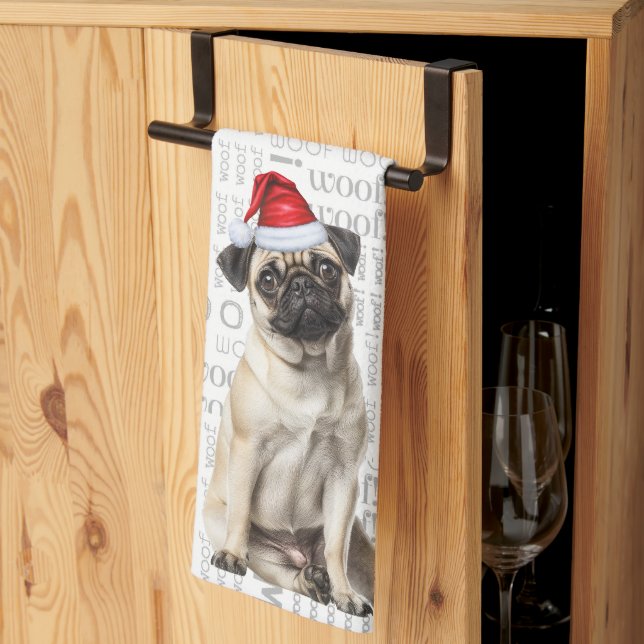 Pet Lover Holiday Pug Santa Dog Christmas Geschirrtuch (Drittel gefaltet)