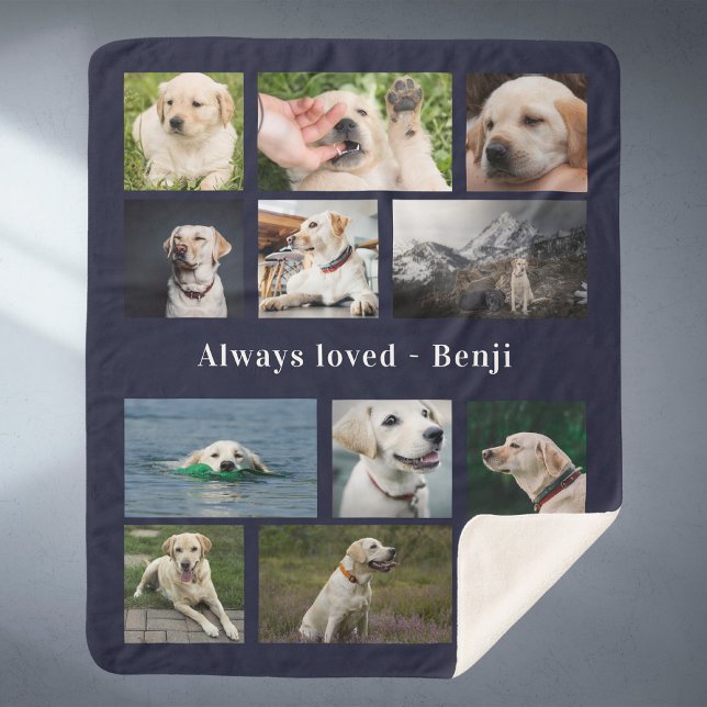 Pet Lover Keepake Sherpadecke (Custom pet sherpa blanket with 12 photo collage.)