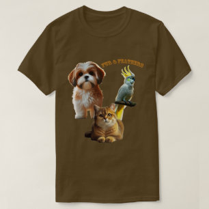 Pet Lover of Fur & Feathers Dog, Cat and Bird URM T-Shirt