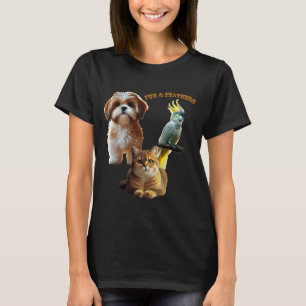 Pet Lover of Fur & Feathers Dog, Cat and Bird URM T-Shirt