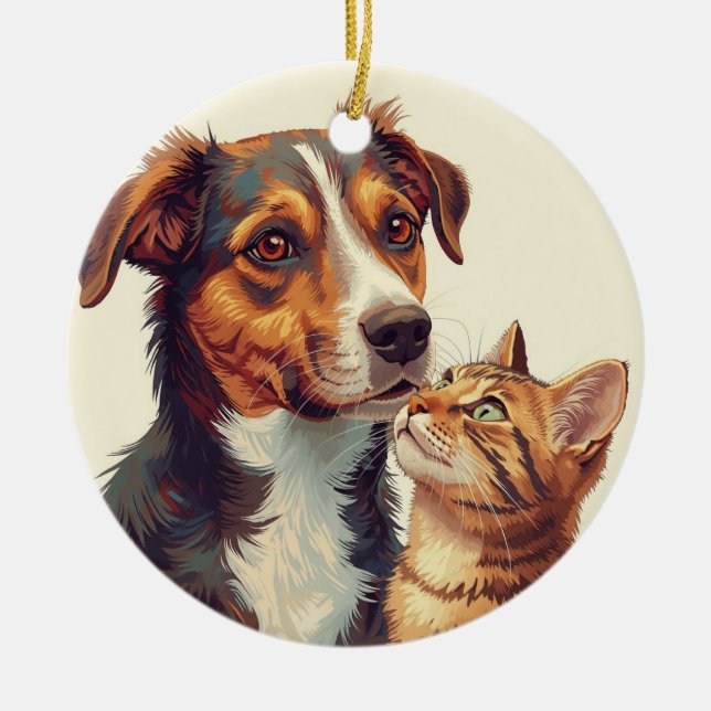 Pet Lovers Christmas Ornament | Dog & Cat  (Vorne)