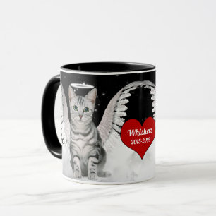 Pet Memorial Angel Cat Red Heart Tasse