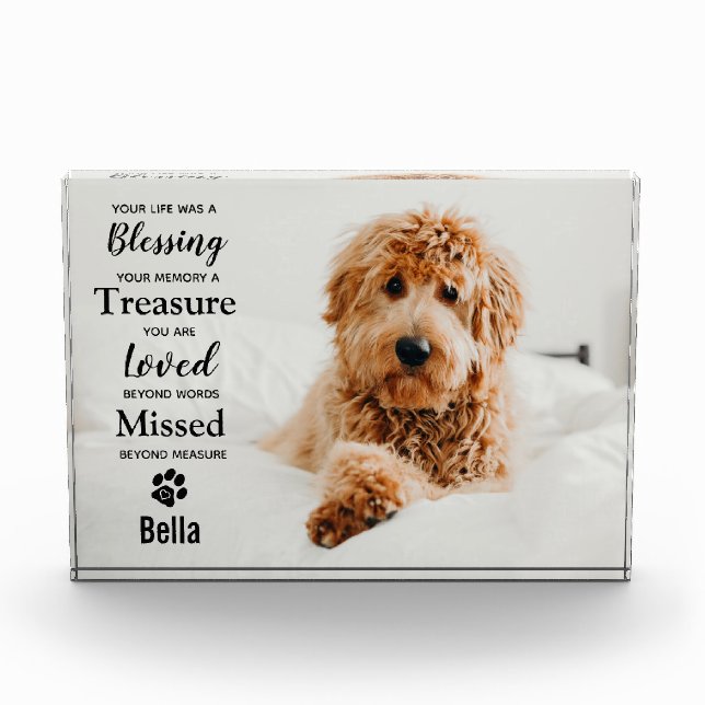 Pet Memorial Beileid Pet Loss Dog Fotoblock (Vorderseite)