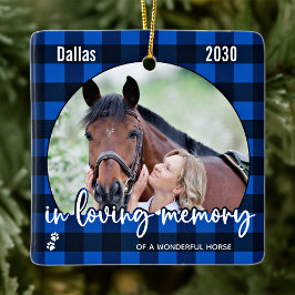 Pet Memorial Blue Kariert Horse Pet Loss Keepake Keramikornament