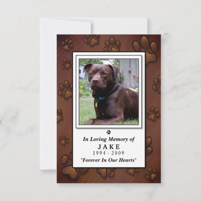 Pet Memorial Card 3.5"x5" - Schokoladenbraun-Foto RSVP Karte (Vorderseite)