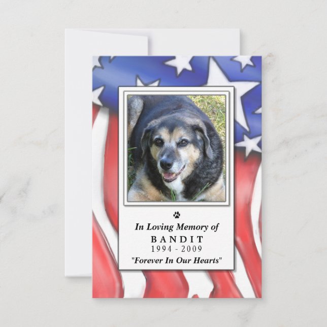 Pet Memorial Card 3.5"x5" - US-Flagge Einladung (Vorderseite)