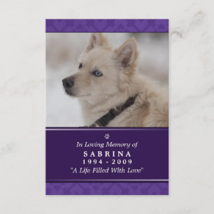 Pet Memorial Card 3.5" x 5" - Lila Foto Modernes Einladung