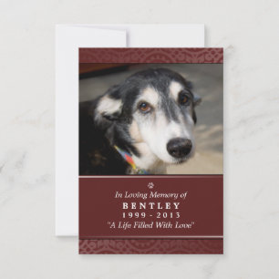 Pet Memorial Card 3.5" x 5" - Rot - Garten Gottes Ankündigung